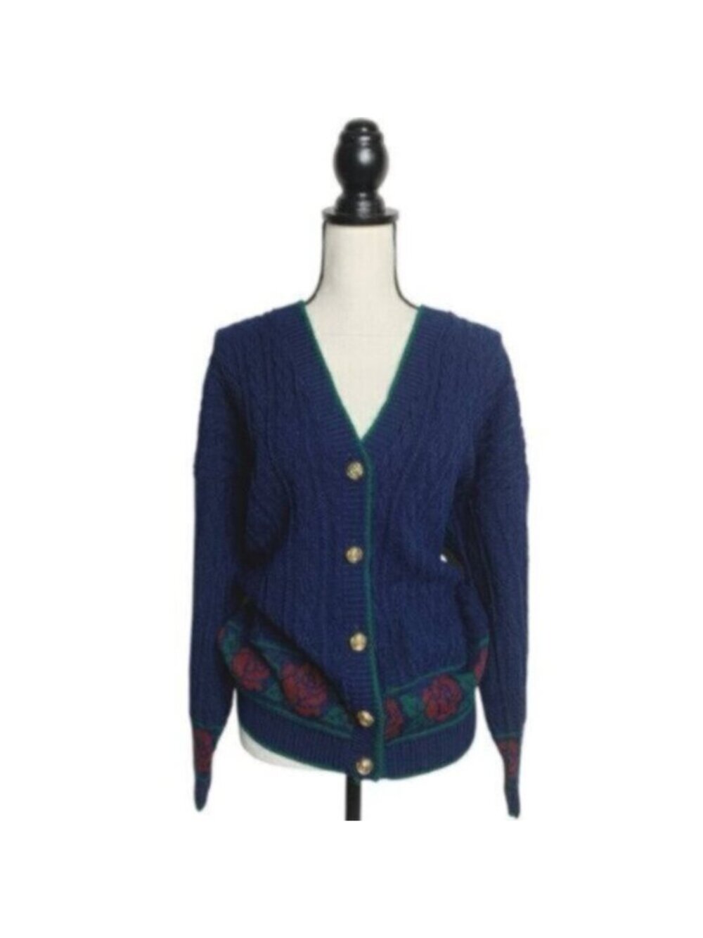 Lauren Ralph Lauren Rare Vintage Cable Cardigan Sweater With Gold Buttons - Picture 3 of 17